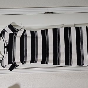 New York and Company Black and White Stripe Dress - Size Medium